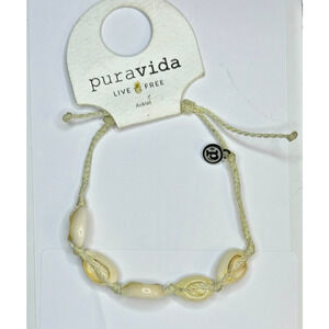 Pura Vida Shell Anklet Cream Cord Cowrie Shells Adjustable NEW Old Stock
